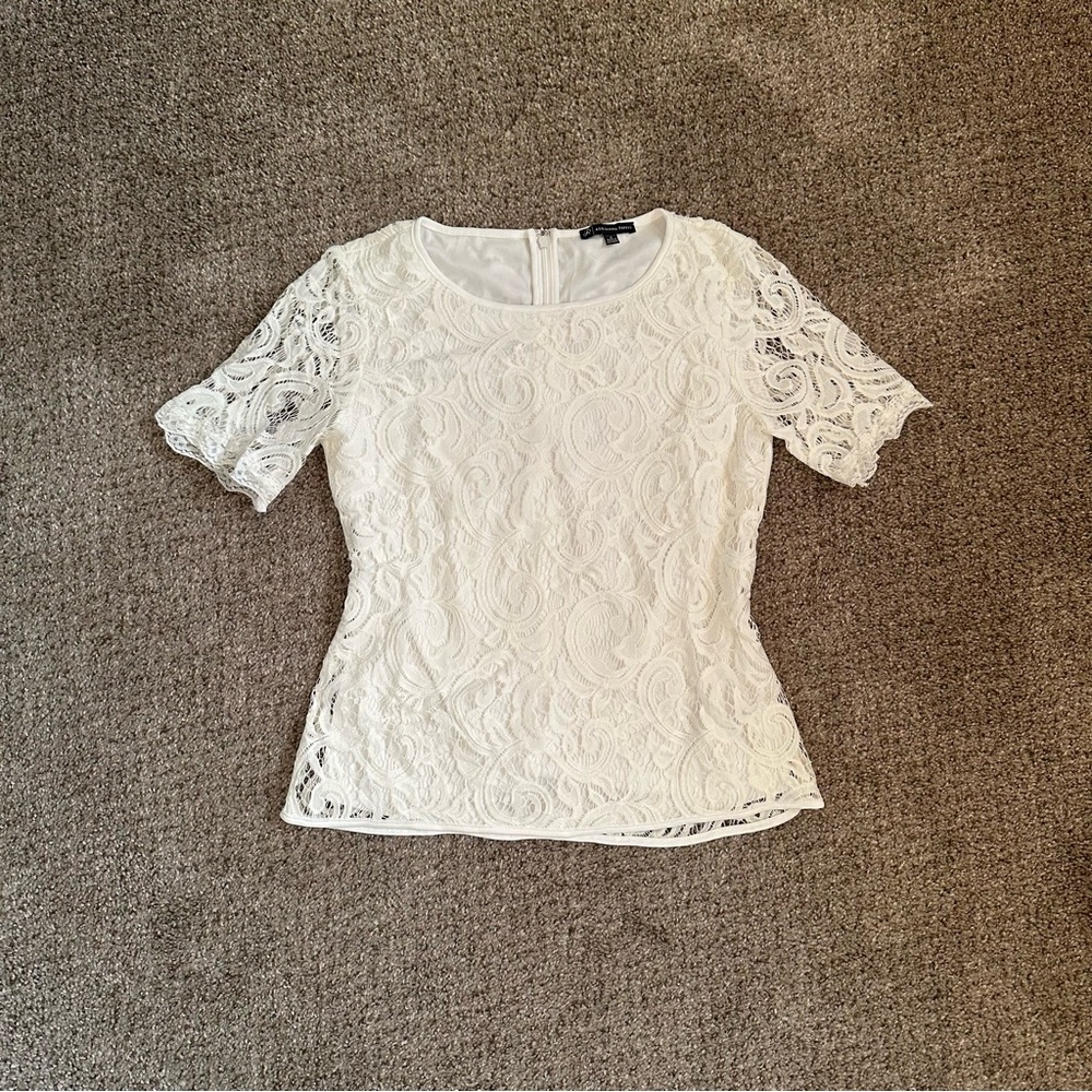 🪽 (NWOT) Adrianna Papell • White Lace Blouse - Picture 3 of 10